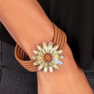 Paparazzi Jewelry Accessories - Astral Adventure - Yellow Bracelet - Vintage